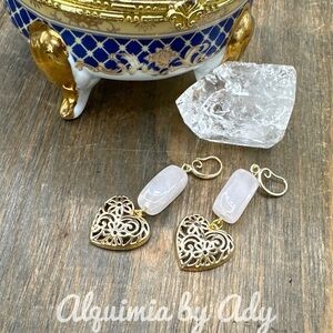 Extra long chunky oversized gold hearts dangle earrings